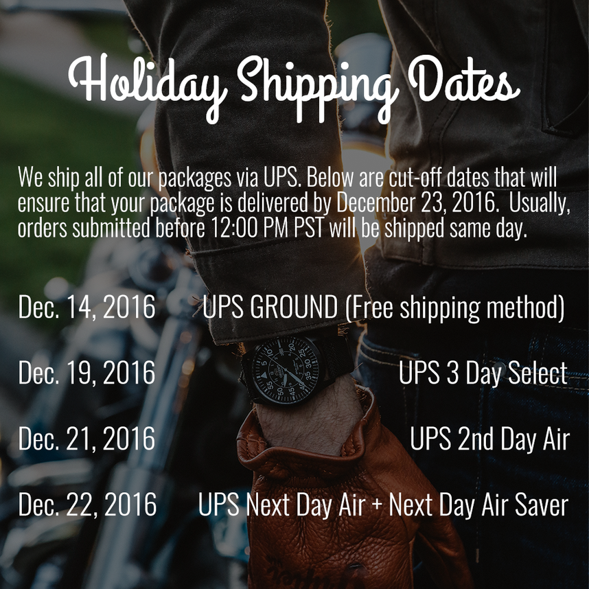 Get it On Time! Our 2016 Holiday Shipping Dates