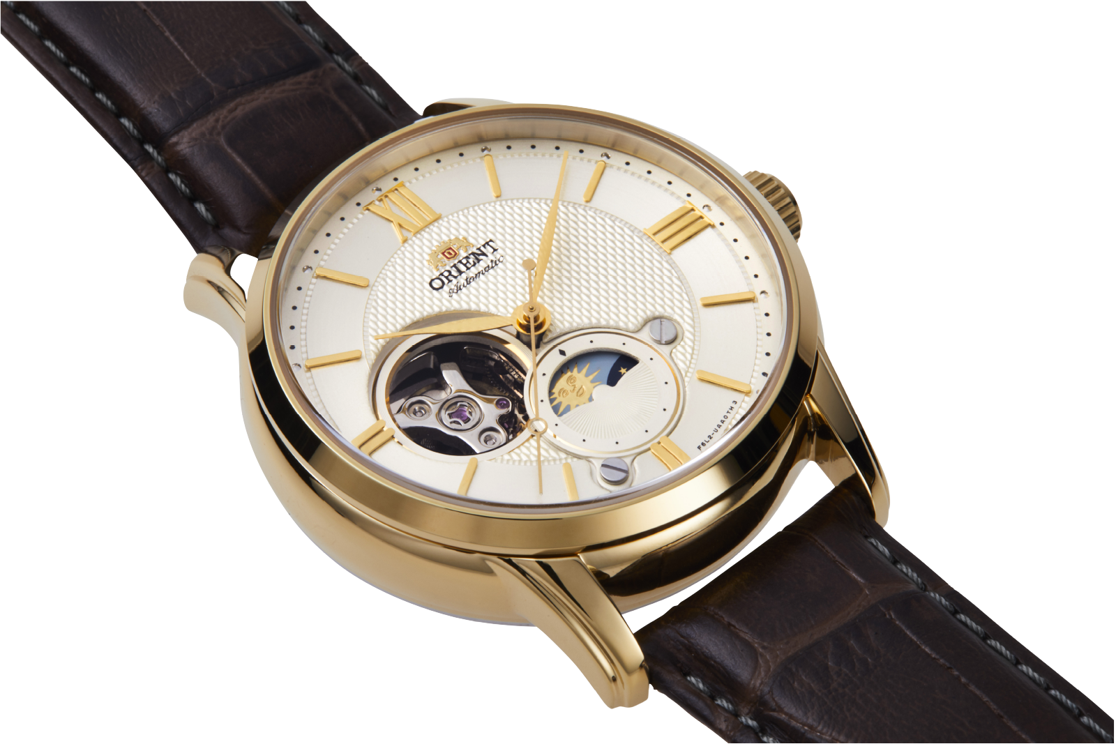 Orient Sun and Moon Open Heart RA-AS0010S10B classic watch sapphire gold champagne