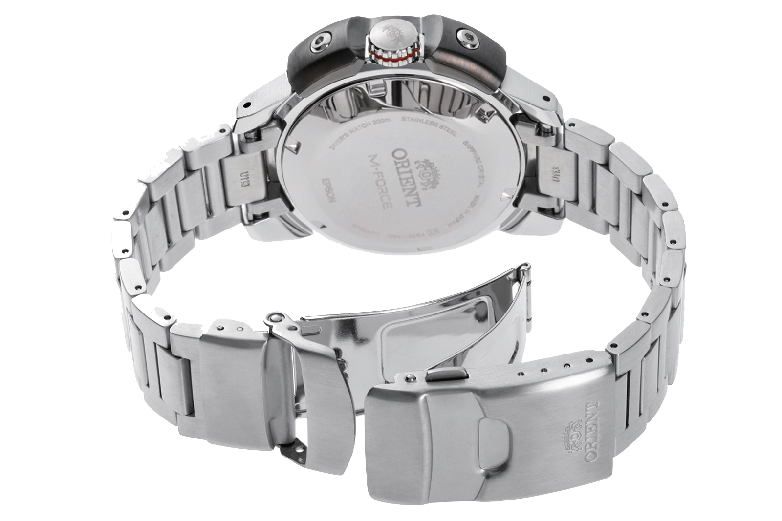 Orient M-Force AC0L RA-AC0L08Y00N sport dive watch ISO 200m sapphire silver orange