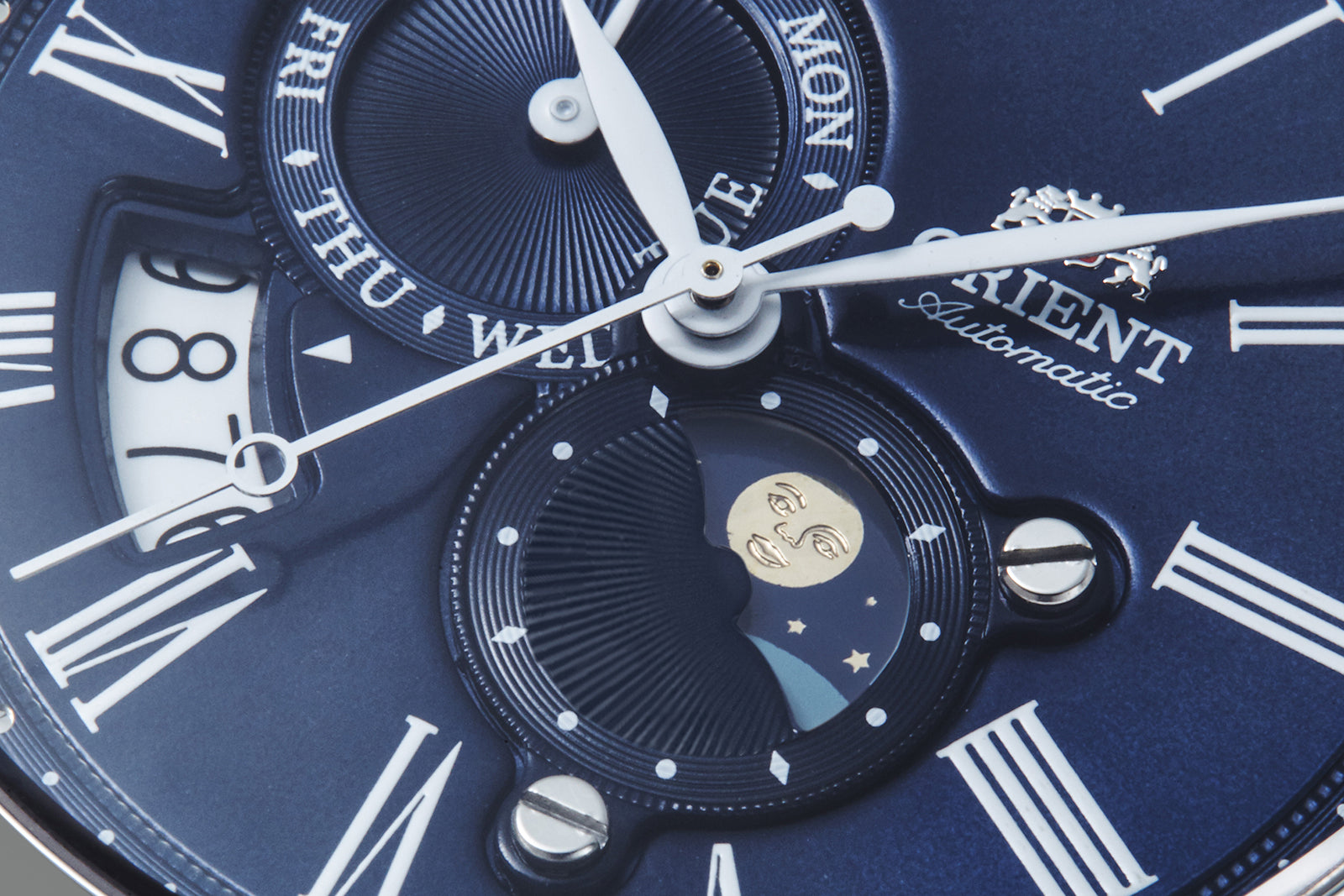 Orient Sun and Moon Version 3 RA-AK0011D10B classic watch sapphire silver blue